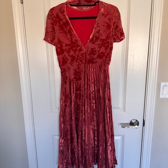 Harlow Pleated Devore Dress Size 4 By Whistles - Picture 5 of 12